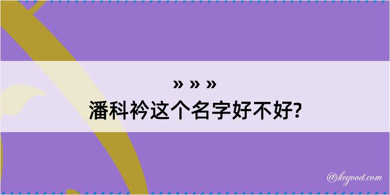 潘科衿这个名字好不好?