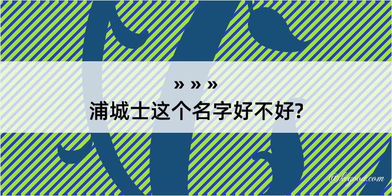 浦城士这个名字好不好?