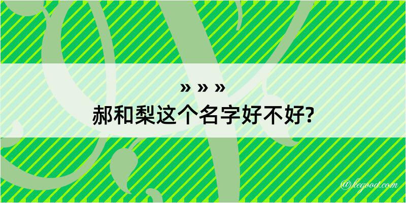 郝和梨这个名字好不好?