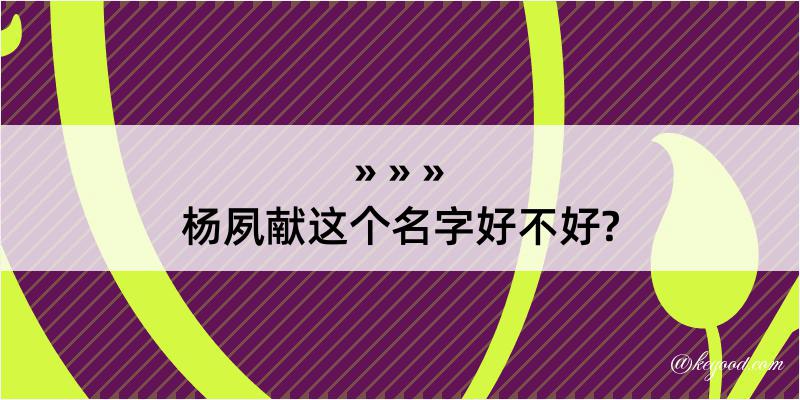 杨夙献这个名字好不好?