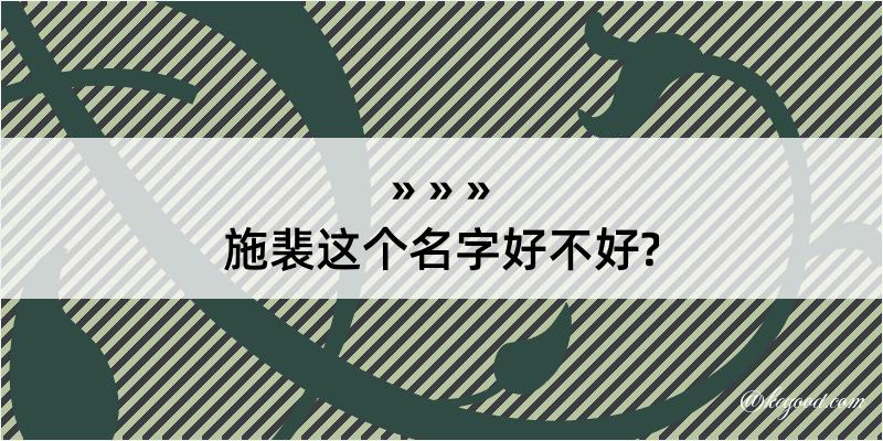 施裴这个名字好不好?