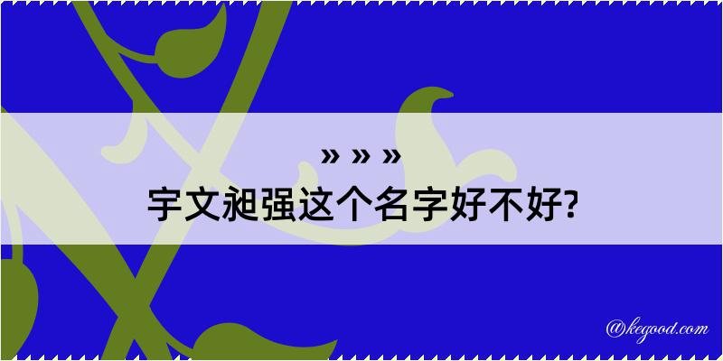 宇文昶强这个名字好不好?