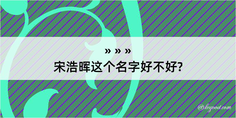 宋浩晖这个名字好不好?