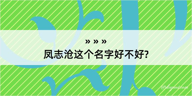 凤志沧这个名字好不好?