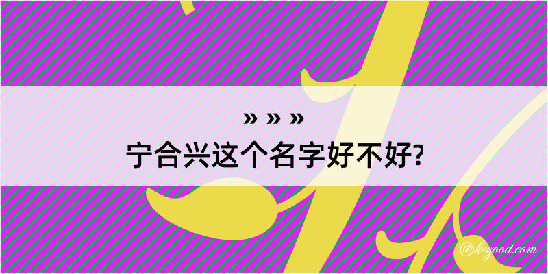 宁合兴这个名字好不好?