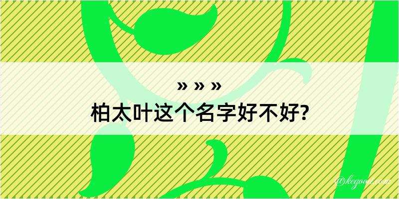 柏太叶这个名字好不好?