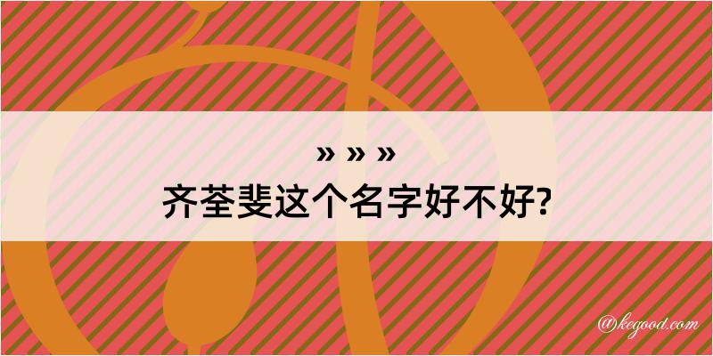 齐荃斐这个名字好不好?