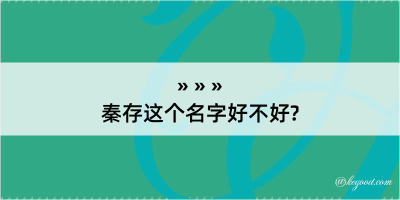 秦存这个名字好不好?