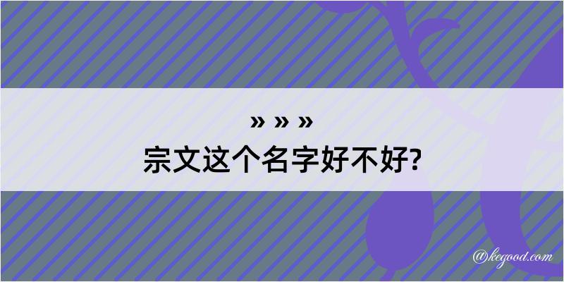 宗文这个名字好不好?