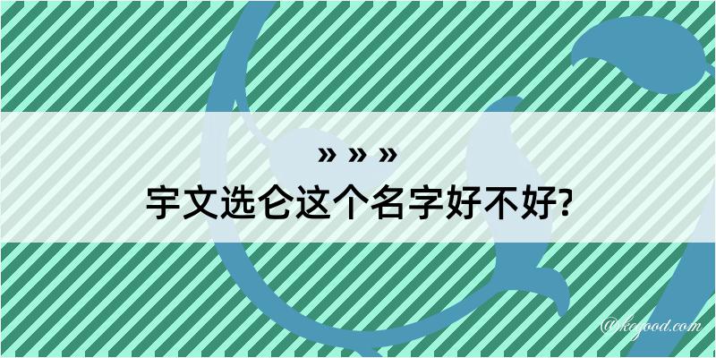 宇文选仑这个名字好不好?