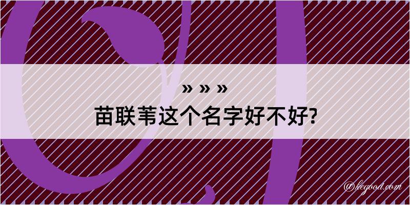 苗联苇这个名字好不好?