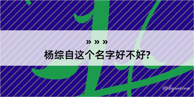 杨综自这个名字好不好?