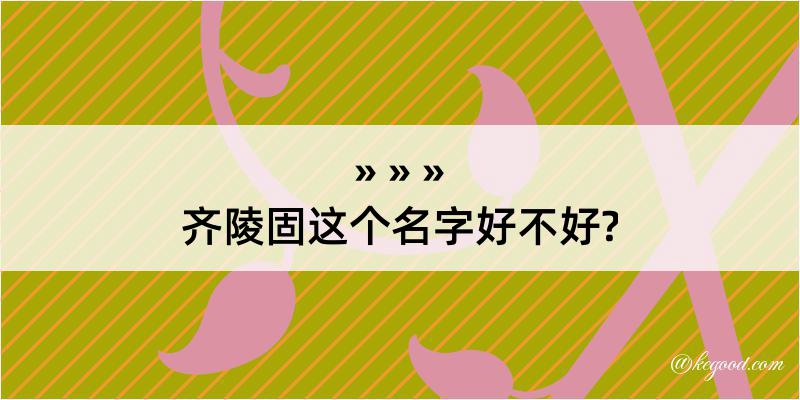 齐陵固这个名字好不好?