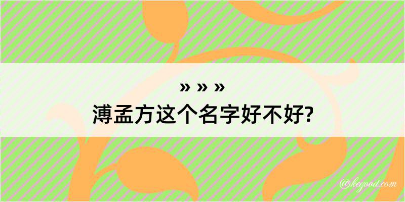 溥孟方这个名字好不好?