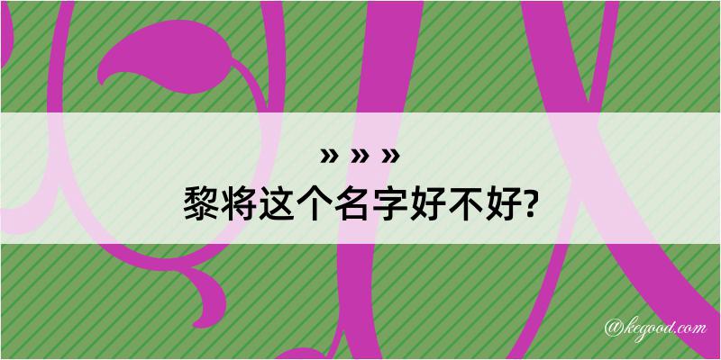 黎将这个名字好不好?