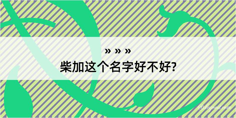 柴加这个名字好不好?