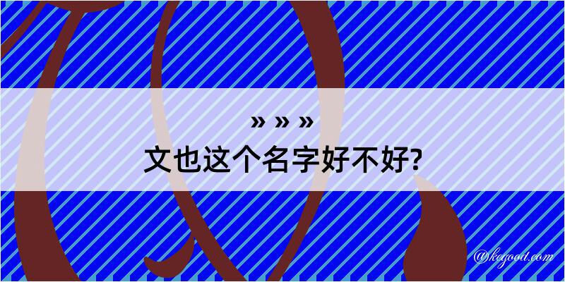 文也这个名字好不好?