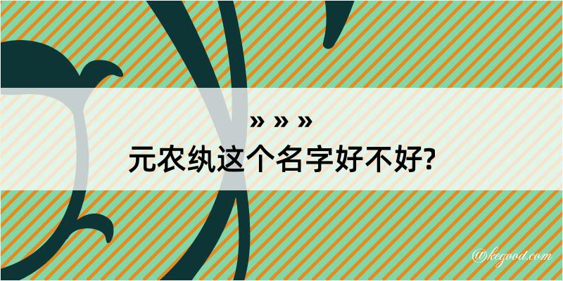 元农纨这个名字好不好?