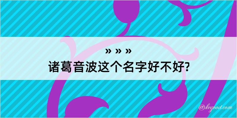 诸葛音波这个名字好不好?