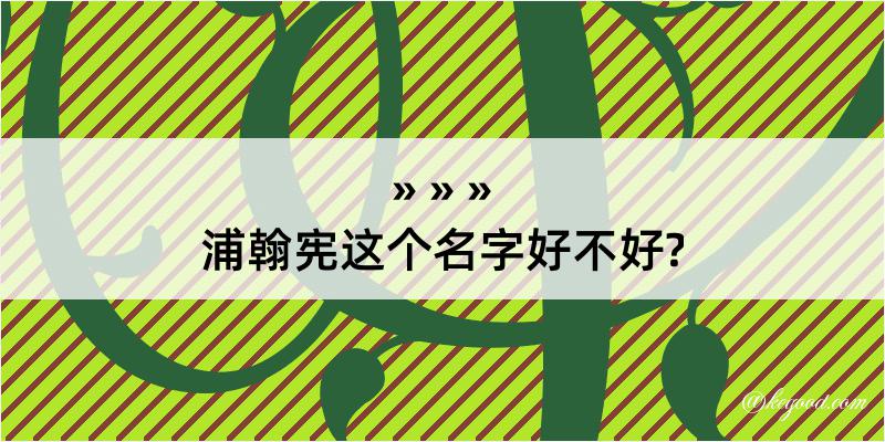 浦翰宪这个名字好不好?