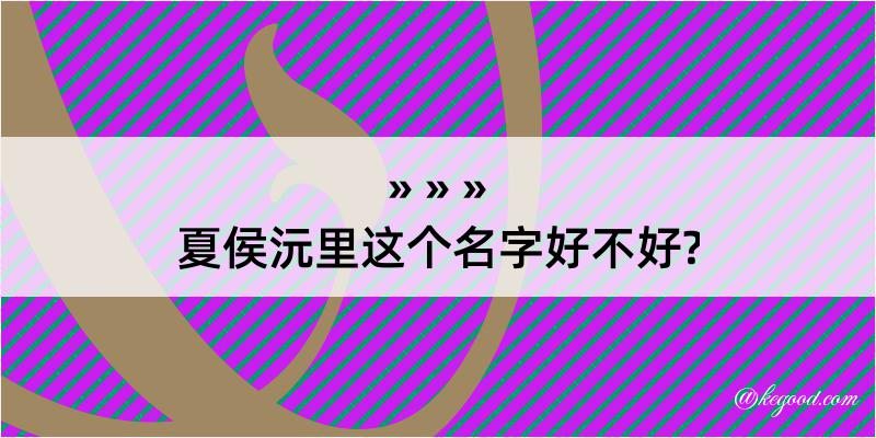 夏侯沅里这个名字好不好?