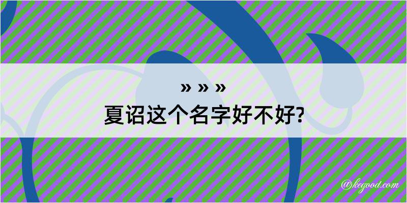 夏诏这个名字好不好?