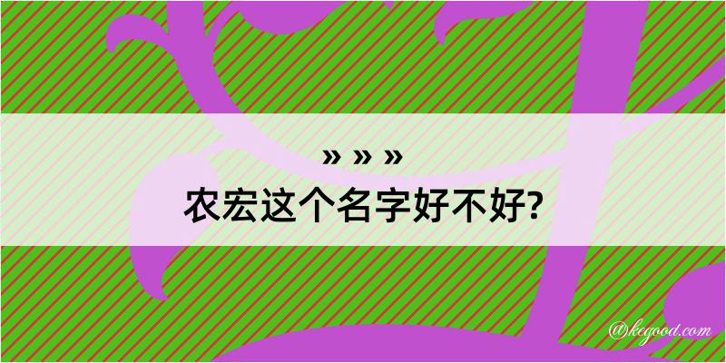 农宏这个名字好不好?