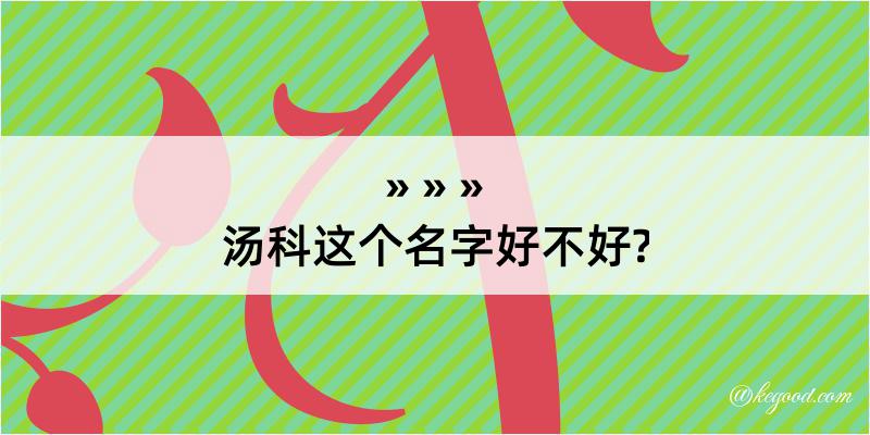 汤科这个名字好不好?