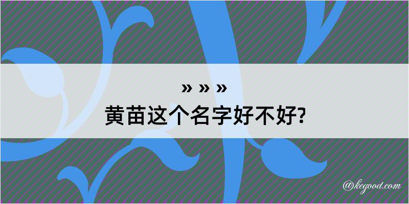 黄苗这个名字好不好?