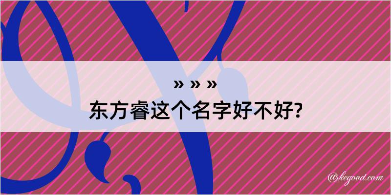 东方睿这个名字好不好?