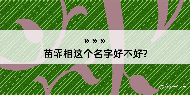 苗霏相这个名字好不好?