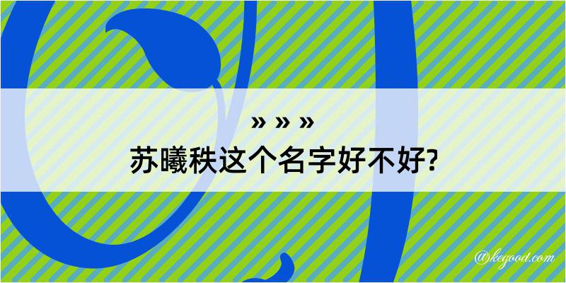 苏曦秩这个名字好不好?