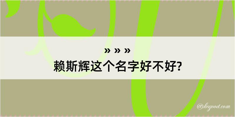 赖斯辉这个名字好不好?