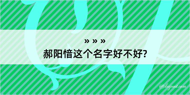 郝阳愔这个名字好不好?