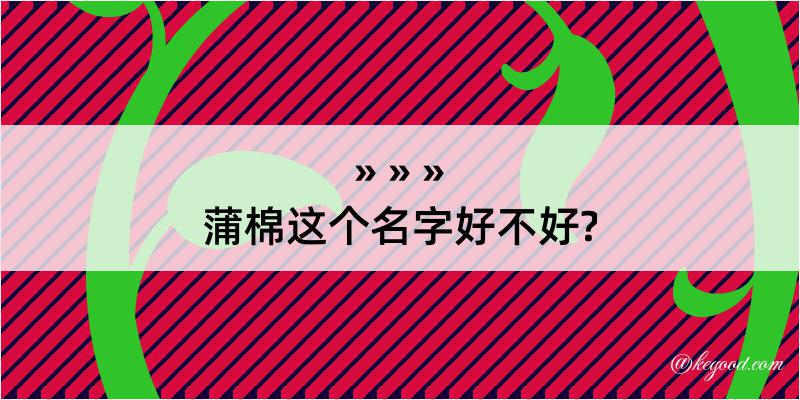 蒲棉这个名字好不好?