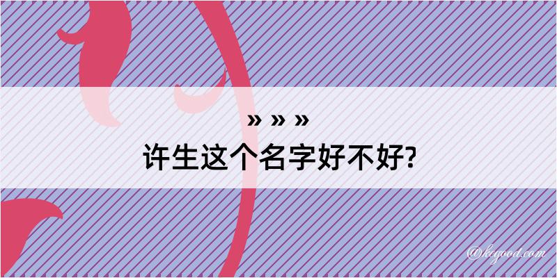 许生这个名字好不好?