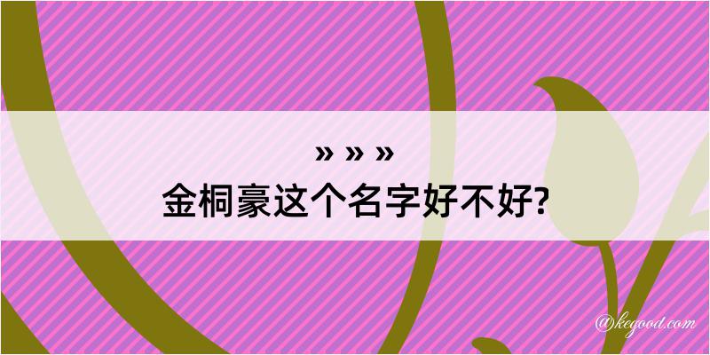 金桐豪这个名字好不好?