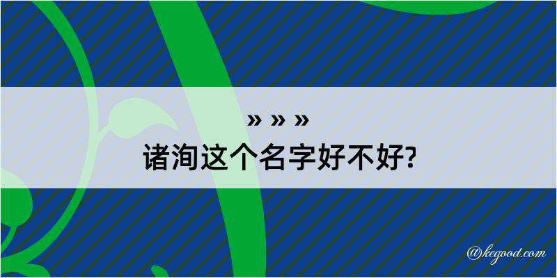 诸洵这个名字好不好?