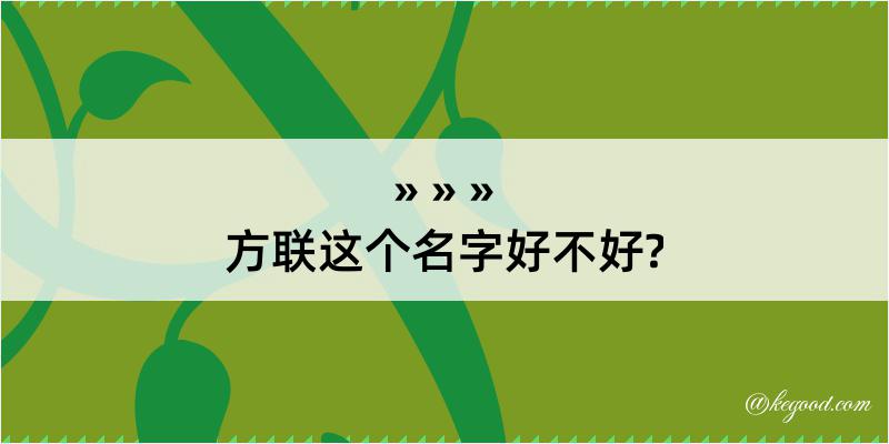 方联这个名字好不好?