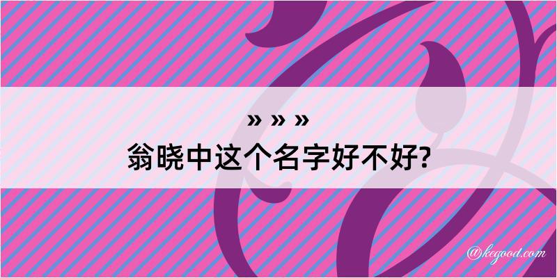 翁晓中这个名字好不好?