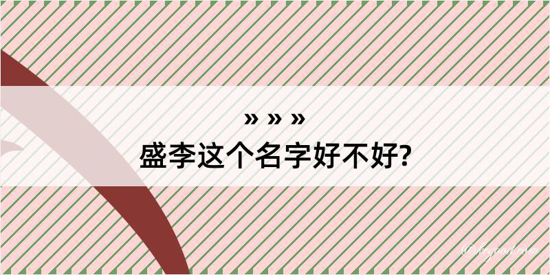 盛李这个名字好不好?