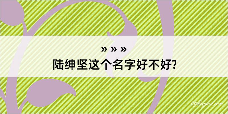 陆绅坚这个名字好不好?