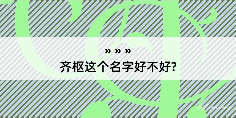 齐枢这个名字好不好?