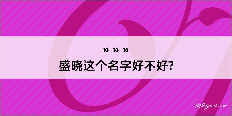 盛晓这个名字好不好?