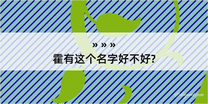 霍有这个名字好不好?