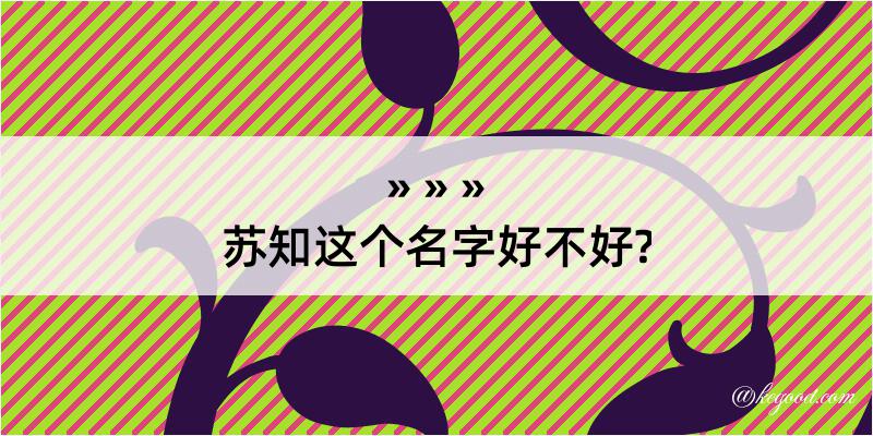 苏知这个名字好不好?