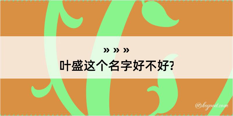 叶盛这个名字好不好?