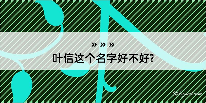 叶信这个名字好不好?