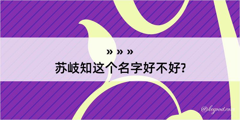 苏岐知这个名字好不好?