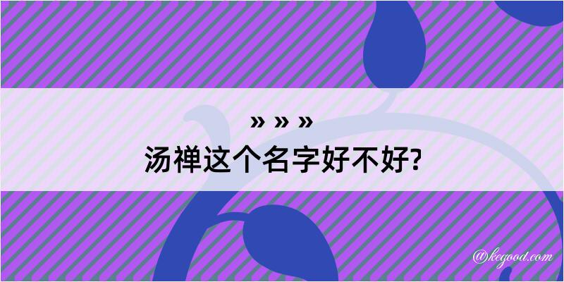 汤禅这个名字好不好?